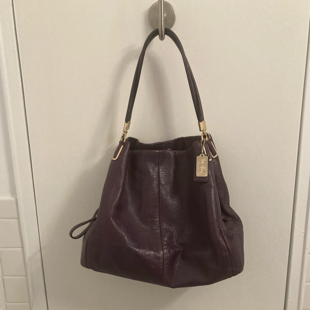 Coach leather aubergine colored bag